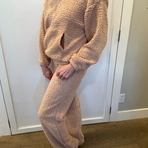 Cozy Tan Sherpa Pantsuit